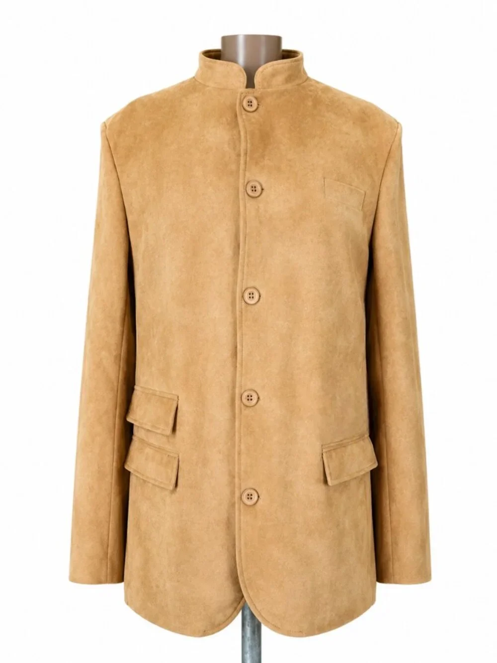 Mens Tan Mandarin Collar Utility Jacket New | 238